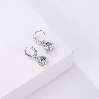 Moissanite 925 Sterling Silver Round D Color Drop Earrings Valentine's Gift