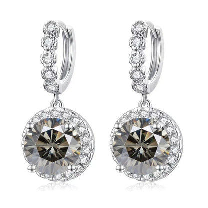 Moissanite 925 Sterling Silver Round D Color Drop Earrings Valentine's Gift