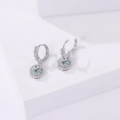 Moissanite 925 Sterling Silver Round D Color Drop Earrings Valentine's Gift