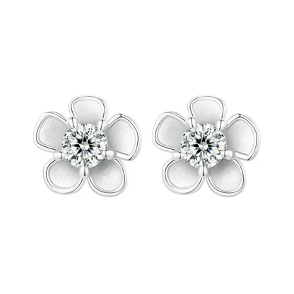 Moissanite 925 Sterling Silver Sakura Stud Earrings VVS1 Screw Back