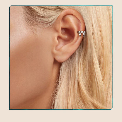 Moissanite Bowknot Stud Earrings S925 Silver Clip-On Wedding Engagement Gift