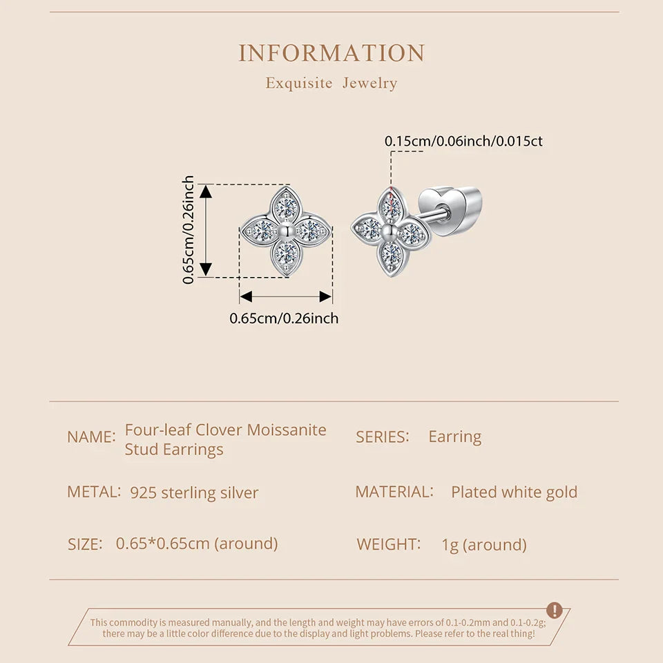 Moissanite Butterfly Clover Stud Earrings 925 Silver Diamond Cut Wedding Gift