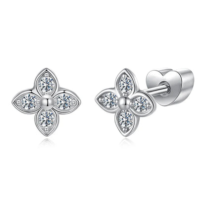 Moissanite Butterfly Clover Stud Earrings 925 Silver Diamond Cut Wedding Gift