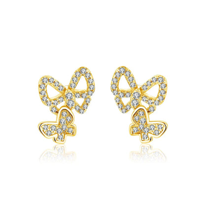 Moissanite Butterfly Stud Earrings 925 Sterling Silver Sparkle Wedding Jewelry