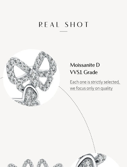 Moissanite Butterfly Stud Earrings 925 Sterling Silver Sparkle Wedding Jewelry