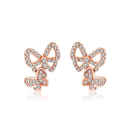 Moissanite Butterfly Stud Earrings 925 Sterling Silver Sparkle Wedding Jewelry