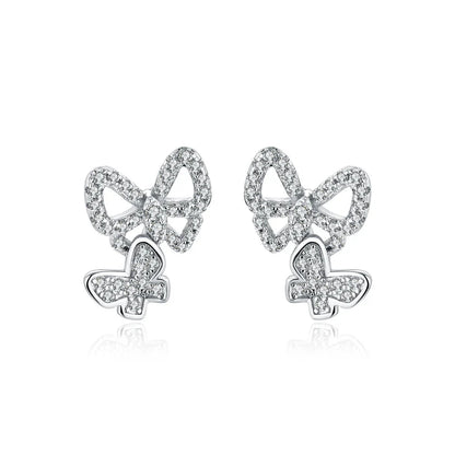 Moissanite Butterfly Stud Earrings 925 Sterling Silver Sparkle Wedding Jewelry