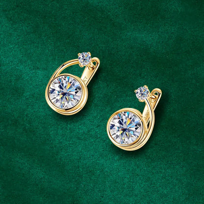 Moissanite Clip Hoop Earrings 925 Sterling Silver D-Color White Round Cut