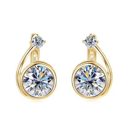 Moissanite Clip Hoop Earrings 925 Sterling Silver D-Color White Round Cut
