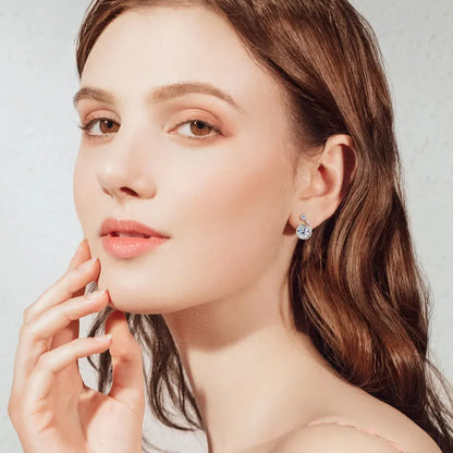 Moissanite Clip Hoop Earrings 925 Sterling Silver D-Color White Round Cut