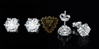 Moissanite D Color Round Solitaire Stud Earrings 0.6-6ct Sterling Silver