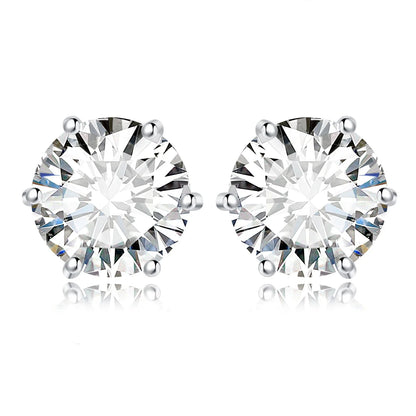 Moissanite D Color Round Solitaire Stud Earrings 0.6-6ct Sterling Silver