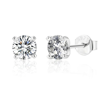 Moissanite 0.5-1.2 Ct D Color Stud Earrings 925 Sterling Silver For Women