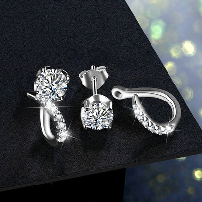 Moissanite Diamond Stud Earrings 925 Sterling Silver Bridal Engagement Studs