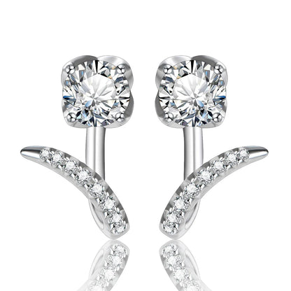 Moissanite Diamond Stud Earrings 925 Sterling Silver Bridal Engagement Studs