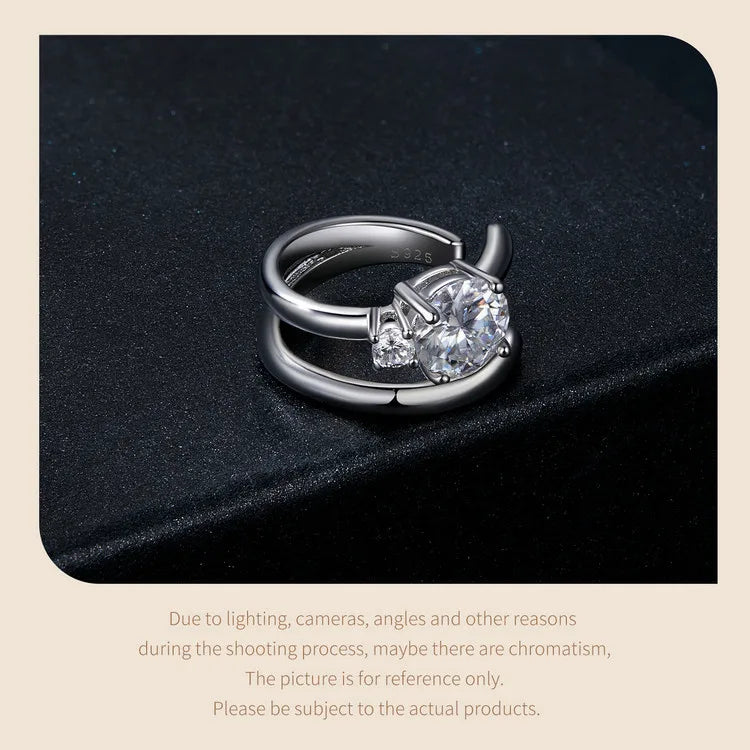 Moissanite Double Layer Clip Earring S925 Sterling Silver Mother's Day Gift