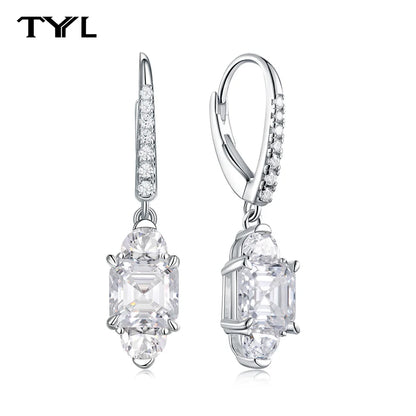 Moissanite VVS1 Drop Earrings 18K Gold Plated 925 Sterling Round Pear Square