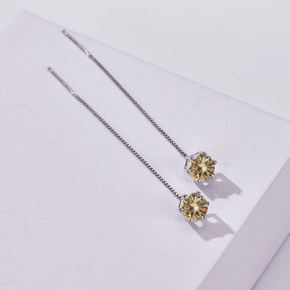 Moissanite Drop Earrings 5-6.5mm Sterling 925 Silver Solitaire Dangle Gift
