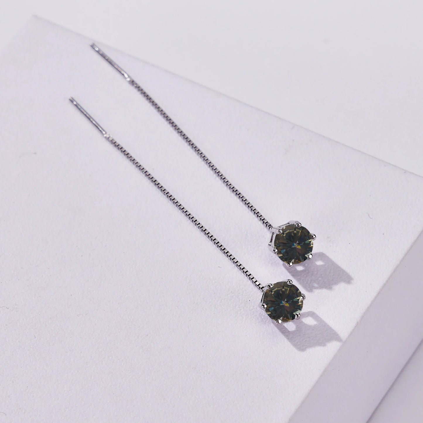Moissanite Drop Earrings 5-6.5mm Sterling 925 Silver Solitaire Dangle Gift