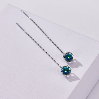 Moissanite Drop Earrings 5-6.5mm Sterling 925 Silver Solitaire Dangle Gift