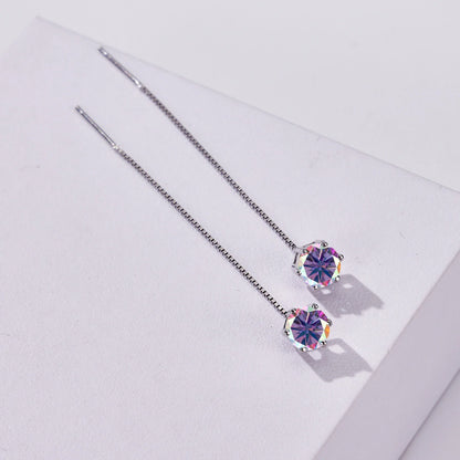 Moissanite Drop Earrings 5-6.5mm Sterling 925 Silver Solitaire Dangle Gift