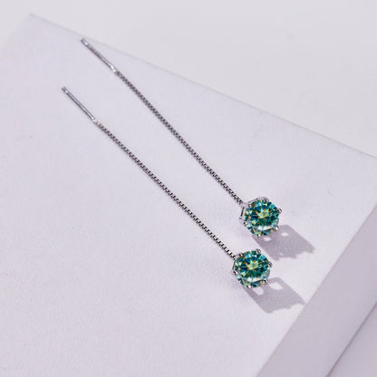 Moissanite Drop Earrings 5-6.5mm Sterling 925 Silver Solitaire Dangle Gift