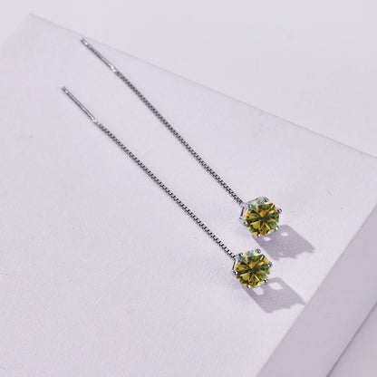 Moissanite Drop Earrings 5-6.5mm Sterling 925 Silver Solitaire Dangle Gift