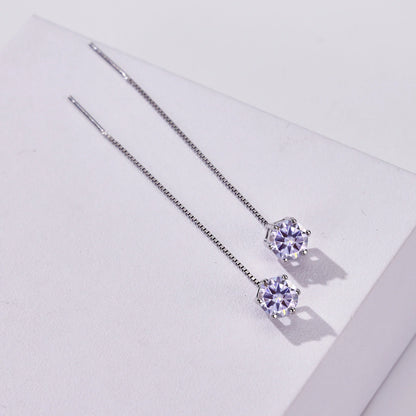 Moissanite Drop Earrings 5-6.5mm Sterling 925 Silver Solitaire Dangle Gift