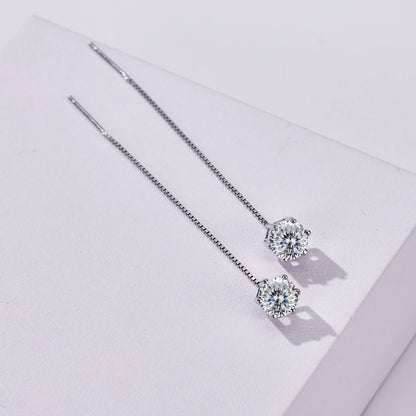 Moissanite Drop Earrings 5-6.5mm Sterling 925 Silver Solitaire Dangle Gift