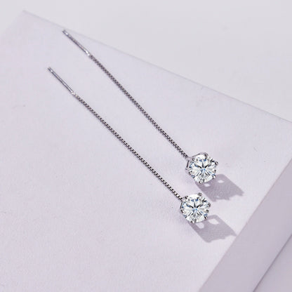 Moissanite Drop Earrings 5-6.5mm Sterling 925 Silver Solitaire Dangle Gift
