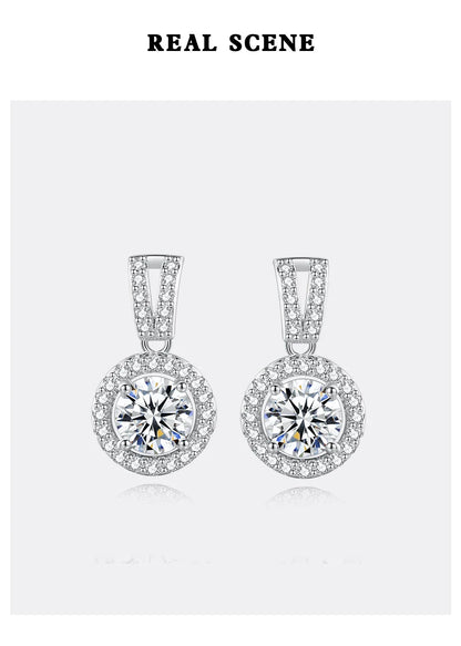 Moissanite Drop Earrings 925 Sterling Silver 1 Ct GRA Bridal Wedding Engagement