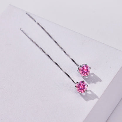 Moissanite Drop Earrings 5-6.5mm Sterling 925 Silver Solitaire Dangle Gift