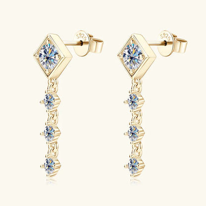 Moissanite Drop Earrings Round D Full Cut Solitaire 925 Sterling Silver