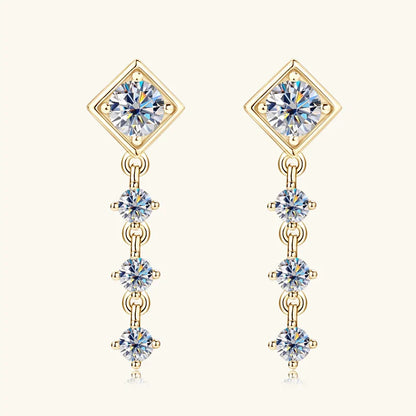 Moissanite Drop Earrings Round D Full Cut Solitaire 925 Sterling Silver
