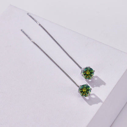 Moissanite Drop Earrings 5-6.5mm Sterling 925 Silver Solitaire Dangle Gift