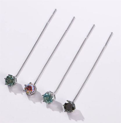 Moissanite Drop Earrings 5-6.5mm Sterling 925 Silver Solitaire Dangle Gift