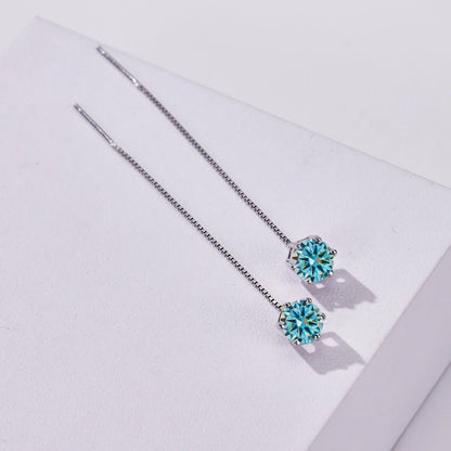 Moissanite Drop Earrings 5-6.5mm Sterling 925 Silver Solitaire Dangle Gift