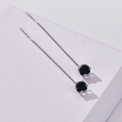 Moissanite Drop Earrings 5-6.5mm Sterling 925 Silver Solitaire Dangle Gift