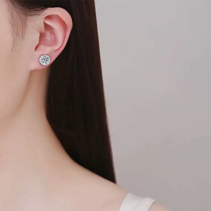 Moissanite Earrings 925 Sterling Silver Clip Stud Luxury Gift For Women