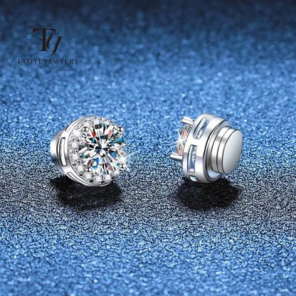 Moissanite Earrings 925 Sterling Silver Clip Stud Luxury Gift For Women