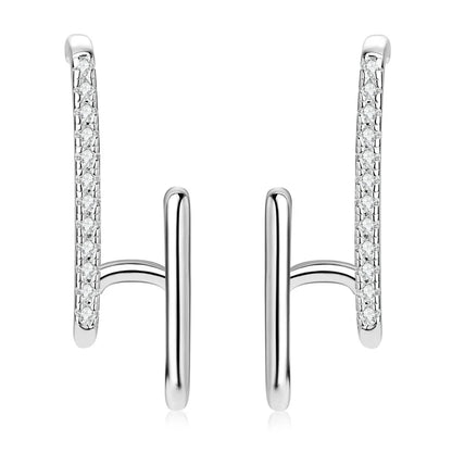Moissanite Geometric Stud Earrings 925 Sterling Silver Push Back Gift For Women
