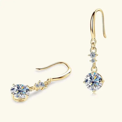 Moissanite Earrings 925 Sterling Silver White Gold Plated Hypoallergenic Studs