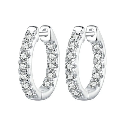 Moissanite Gold Hoop Earrings 925 Sterling Silver D-Color Round Hypoallergenic