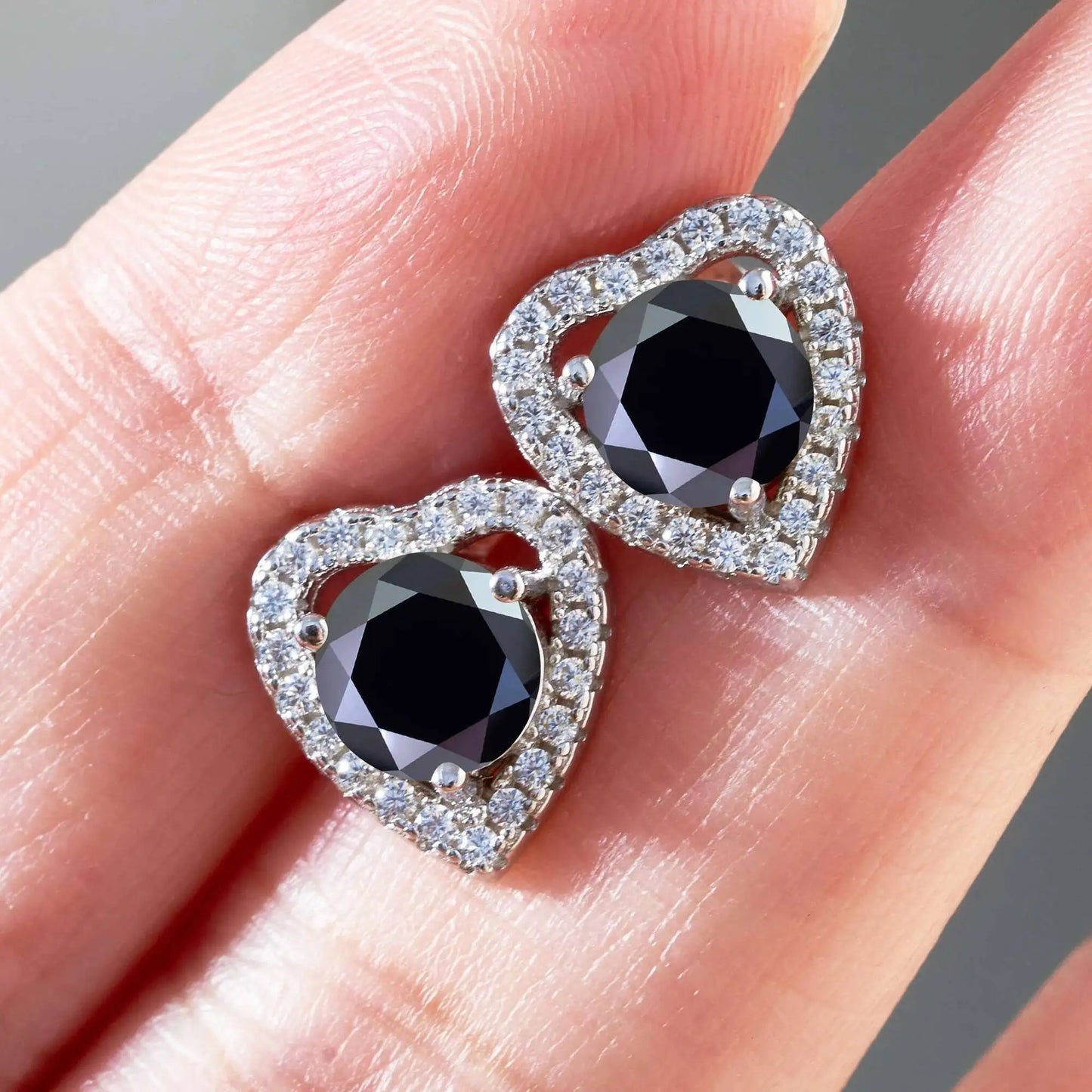 Moissanite 2ctw D Color Heart Stud Earrings 1ct Each 925 Sterling Silver