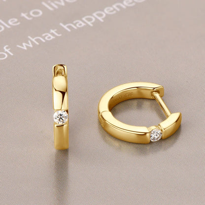 Moissanite Hoop Earrings 2mm VVS1 925 Sterling Silver Simple Unisex Gift
