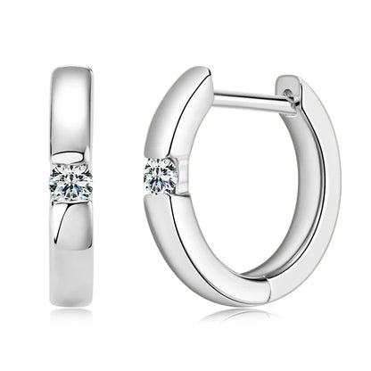 Moissanite Hoop Earrings 2mm VVS1 925 Sterling Silver Simple Unisex Gift