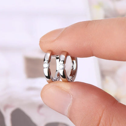 Moissanite Hoop Earrings 2mm VVS1 925 Sterling Silver Simple Unisex Gift