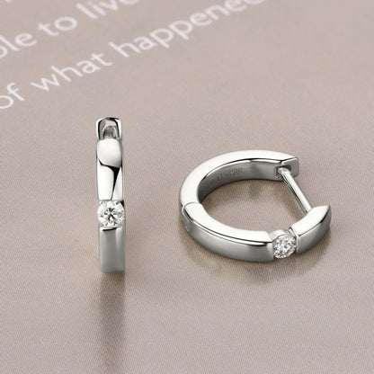 Moissanite Hoop Earrings 2mm VVS1 925 Sterling Silver Simple Unisex Gift