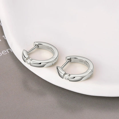 Moissanite Hoop Earrings 2mm VVS1 925 Sterling Silver Simple Unisex Gift