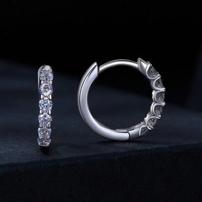 Moissanite Hoop Earrings 925 Sterling Silver D Color Round Sparkling 13mm
